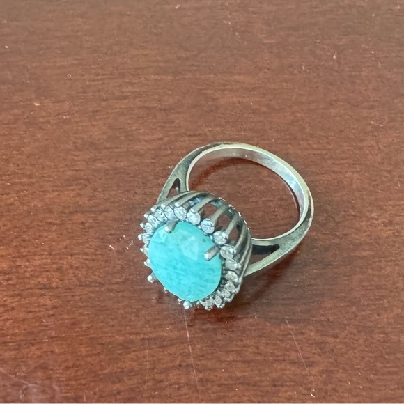 Adornia stamped sterling silver and emerald ring with natural diamonds - size 6 - Picture 10 of 11